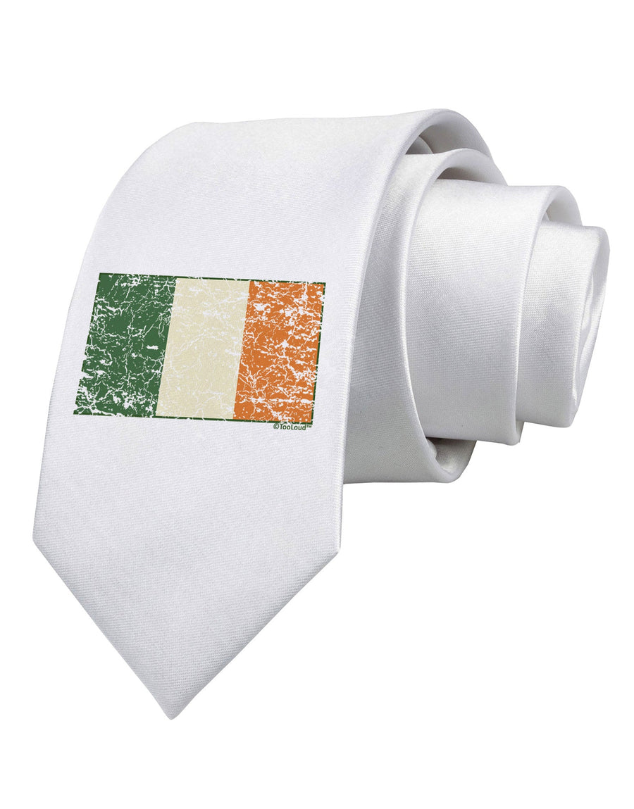 Distressed Irish Flag - Flag of Ireland Printed White Necktie