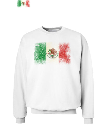 Distressed Mexican Flag Sweatshirt-Sweatshirts-TooLoud-White-Small-Davson Sales