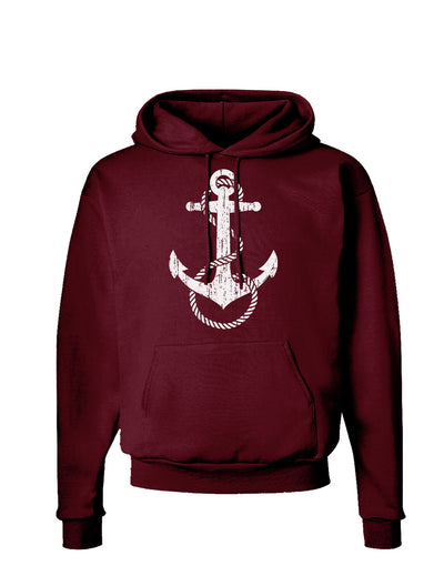 Distressed Nautical Sailor Rope Anchor Dark Hoodie Sweatshirt-Hoodie-TooLoud-Maroon-Small-Davson Sales