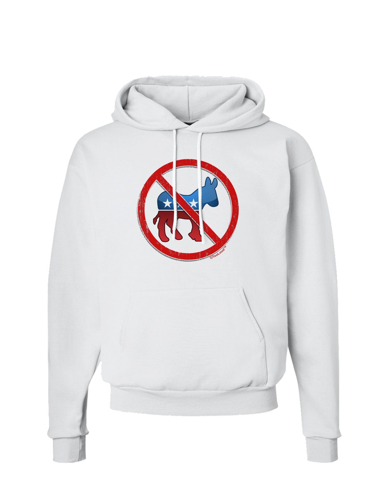 Distressed No Democrats Sign Hoodie Sweatshirt-Hoodie-TooLoud-White-Small-Davson Sales