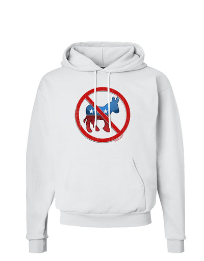 Distressed No Democrats Sign Hoodie Sweatshirt-Hoodie-TooLoud-White-Small-Davson Sales