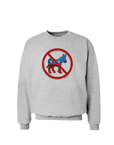 Distressed No Democrats Sign Sweatshirt-Sweatshirts-TooLoud-AshGray-Small-Davson Sales