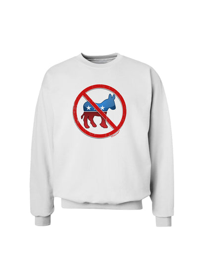 Distressed No Democrats Sign Sweatshirt-Sweatshirts-TooLoud-White-Small-Davson Sales