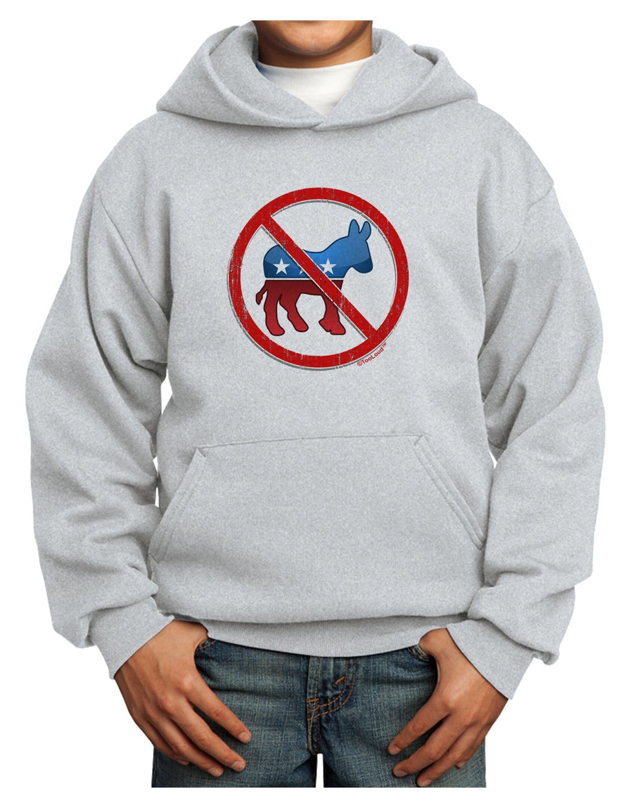 Distressed No Democrats Sign Youth Hoodie Pullover Sweatshirt-Youth Hoodie-TooLoud-White-XS-Davson Sales