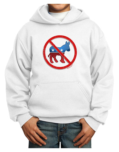 Distressed No Democrats Sign Youth Hoodie Pullover Sweatshirt-Youth Hoodie-TooLoud-White-XS-Davson Sales