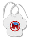 Distressed No Republicans Sign Paw Print Shaped Ornament-Ornament-TooLoud-White-Davson Sales