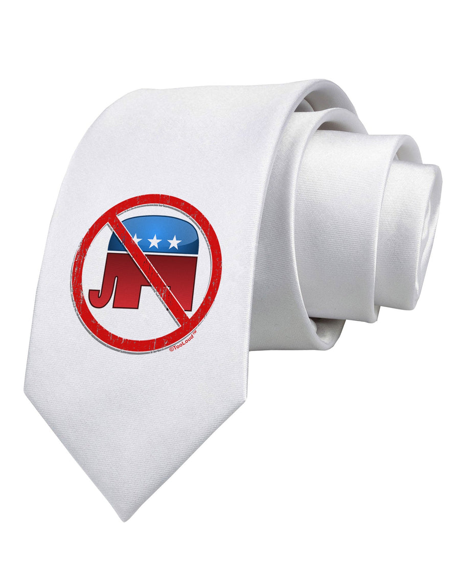 Distressed No Republicans Sign Printed White Necktie