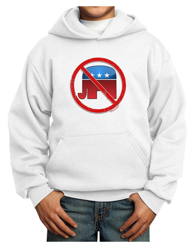 Distressed No Republicans Sign Youth Hoodie Pullover Sweatshirt-Youth Hoodie-TooLoud-White-XS-Davson Sales