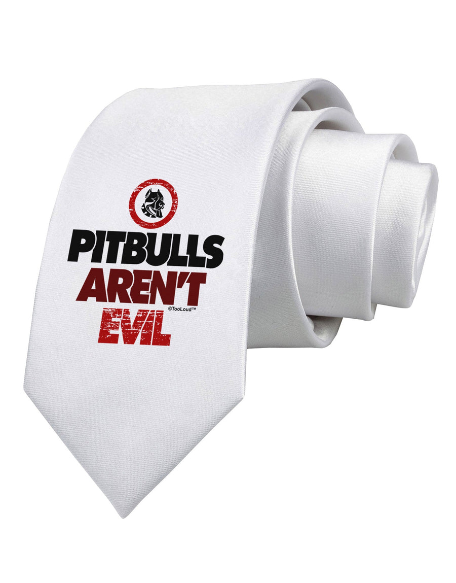 Distressed Pitbulls Aren't Evil Printed White Necktie