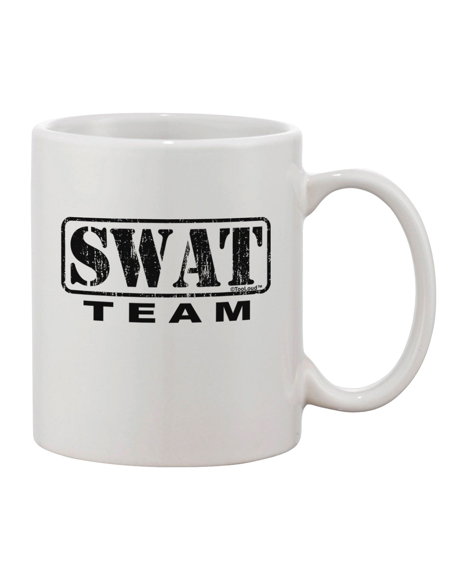 Distressed Printed 11 oz Coffee Mug featuring the Iconic SWAT Team Logo - Crafted by a Drinkware Expert-11 OZ Coffee Mug-TooLoud-White-Davson Sales