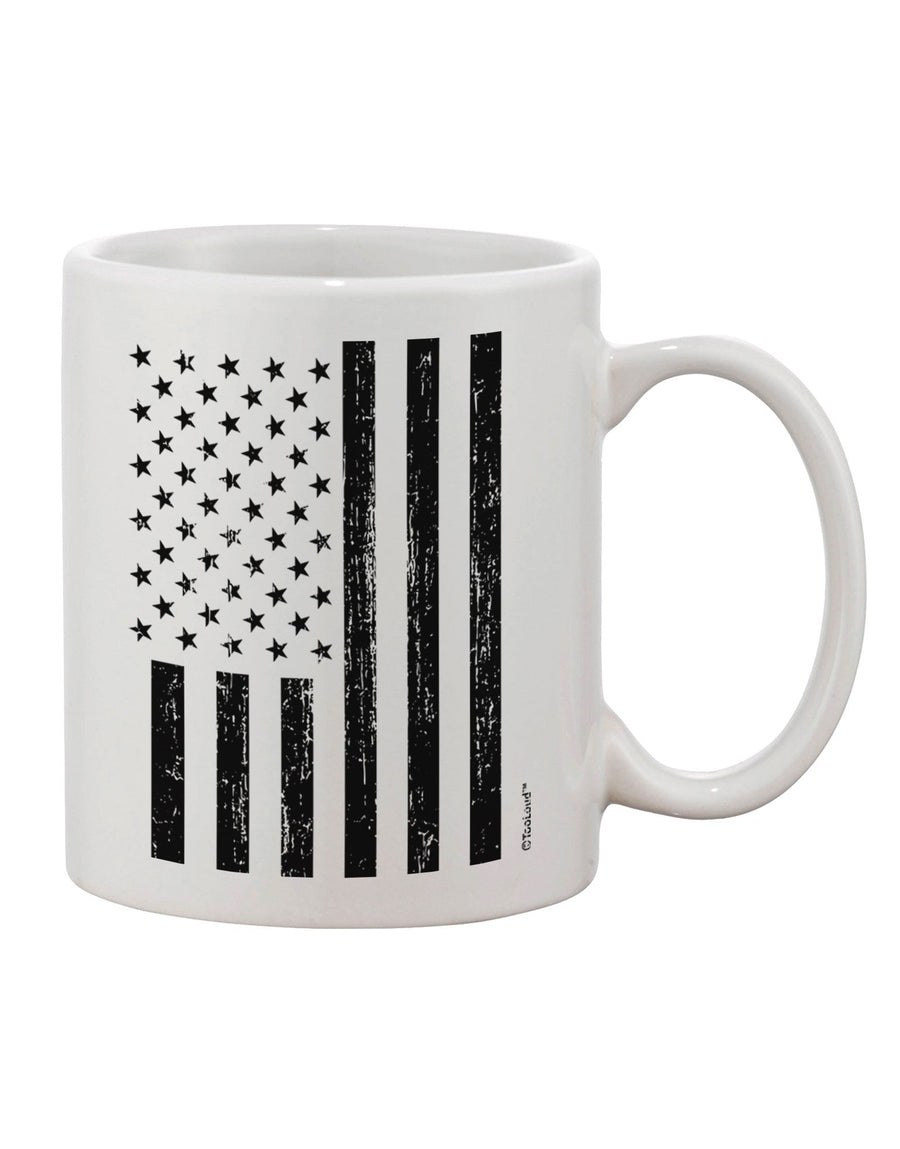 Distressed Printed 11 oz Coffee Mug with Stamp Style American Flag Design - Crafted by a Drinkware Expert-11 OZ Coffee Mug-TooLoud-White-Davson Sales