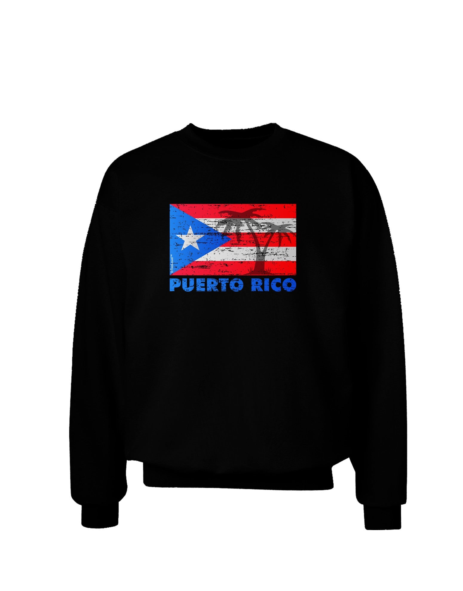 Distressed Puerto Rico Flag Adult Dark Sweatshirt-Sweatshirts-TooLoud-Black-Small-Davson Sales