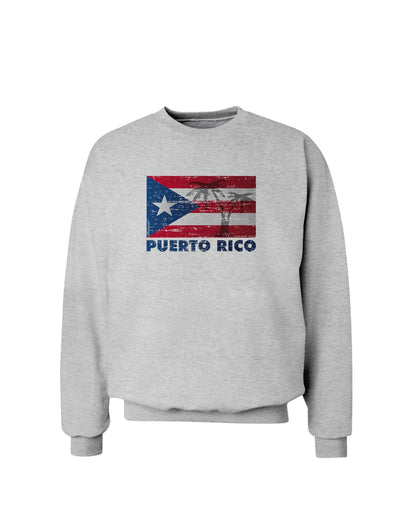 Distressed Puerto Rico Flag Sweatshirt-Sweatshirts-TooLoud-AshGray-Small-Davson Sales