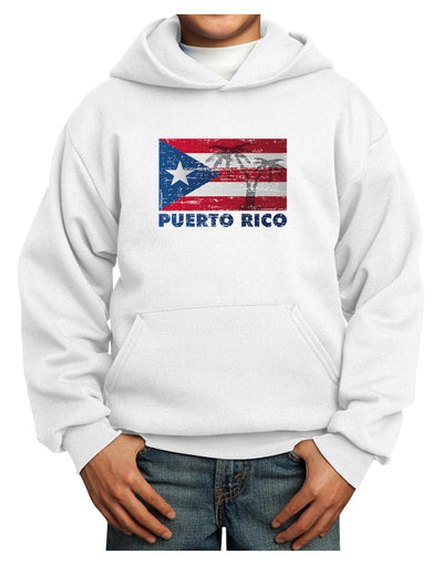 Distressed Puerto Rico Flag Youth Hoodie Pullover Sweatshirt-Youth Hoodie-TooLoud-White-XS-Davson Sales