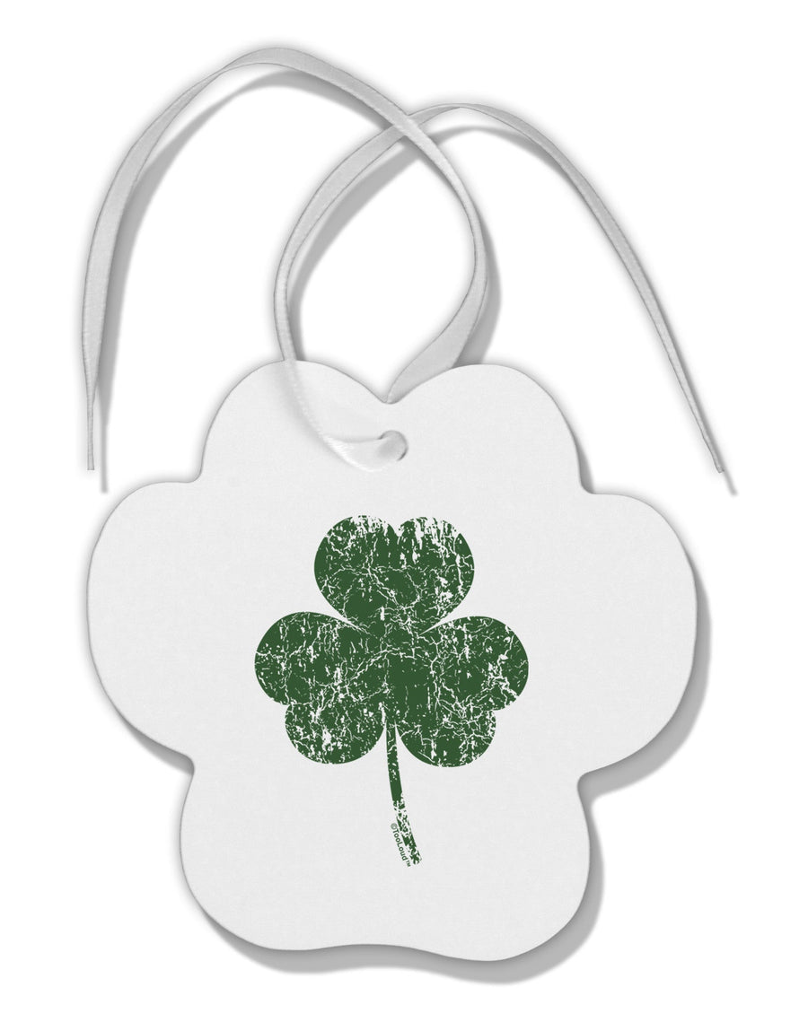 Distressed Traditional Irish Shamrock Paw Print Shaped Ornament-Ornament-TooLoud-White-Davson Sales