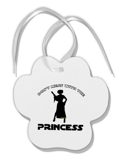 Don't Mess With The Princess Paw Print Shaped Ornament-Ornament-TooLoud-White-Davson Sales