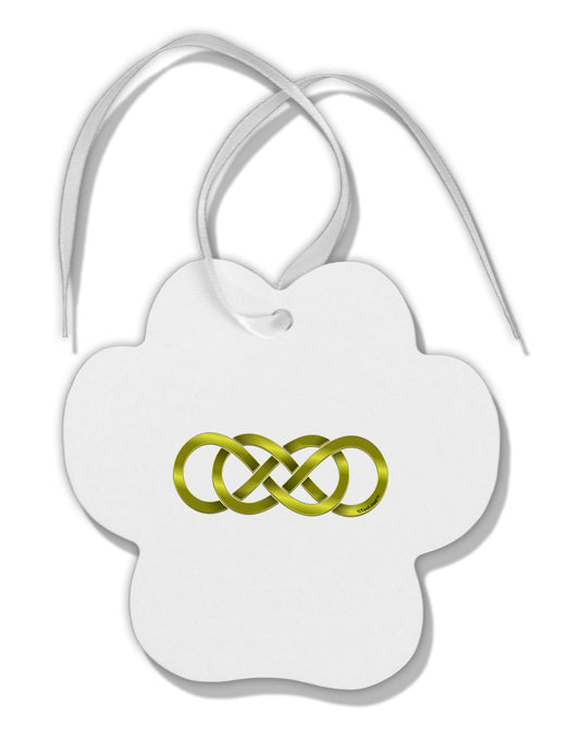 Double Infinity Gold Paw Print Shaped Ornament-Ornament-TooLoud-White-Davson Sales