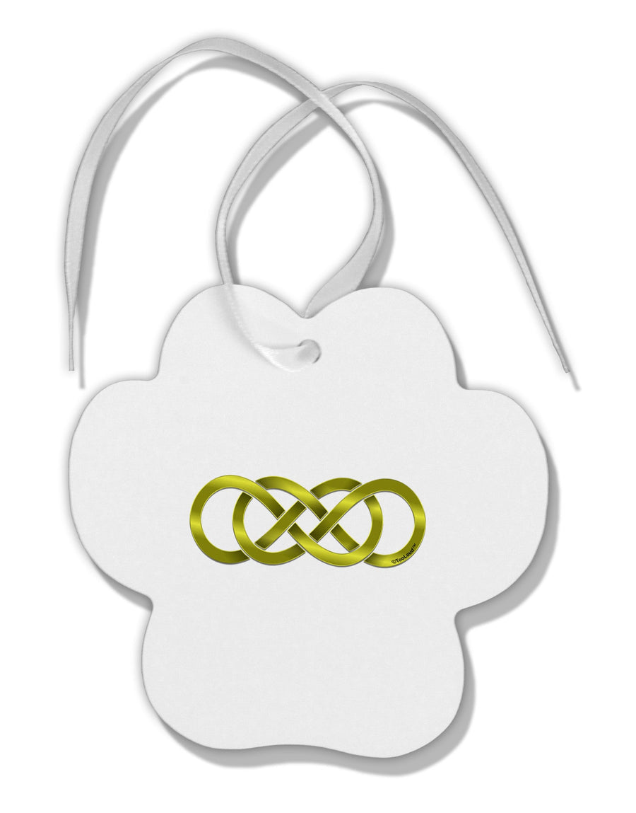 Double Infinity Gold Paw Print Shaped Ornament-Ornament-TooLoud-White-Davson Sales