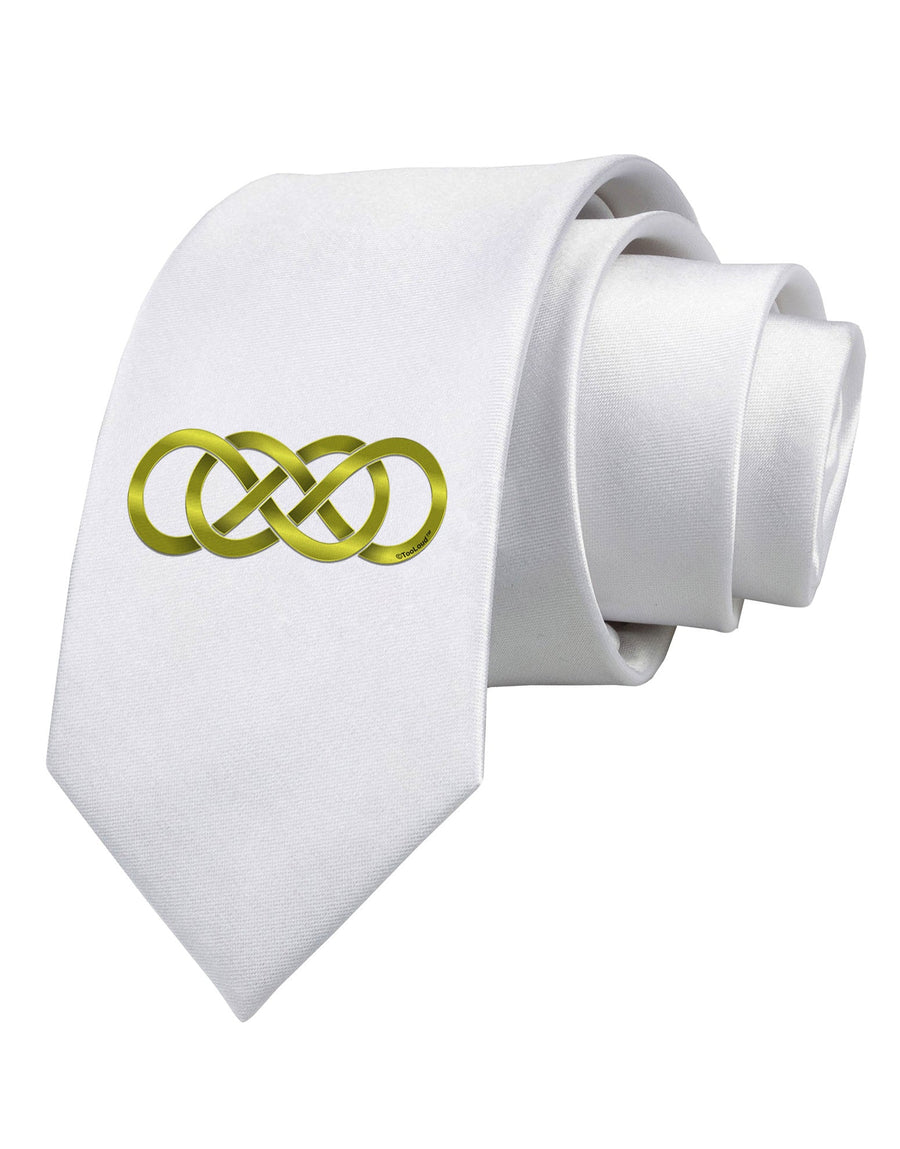 Double Infinity Gold Printed White Necktie