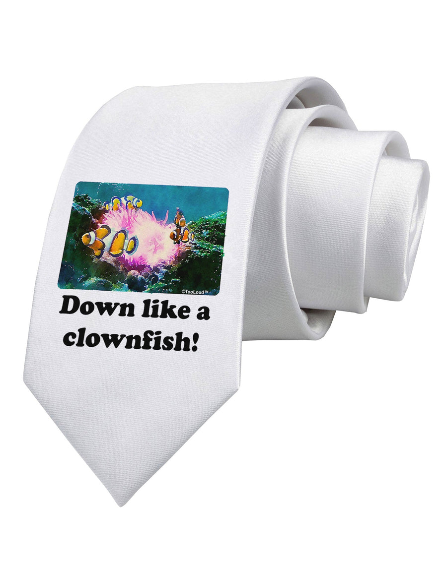 Down Like A Clownfish Printed White Necktie