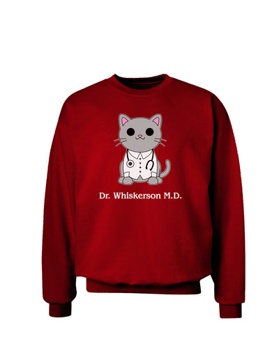 Dr Whiskerson MD - Cute Cat Design Adult Dark Sweatshirt by TooLoud-Sweatshirts-TooLoud-Deep-Red-Small-Davson Sales