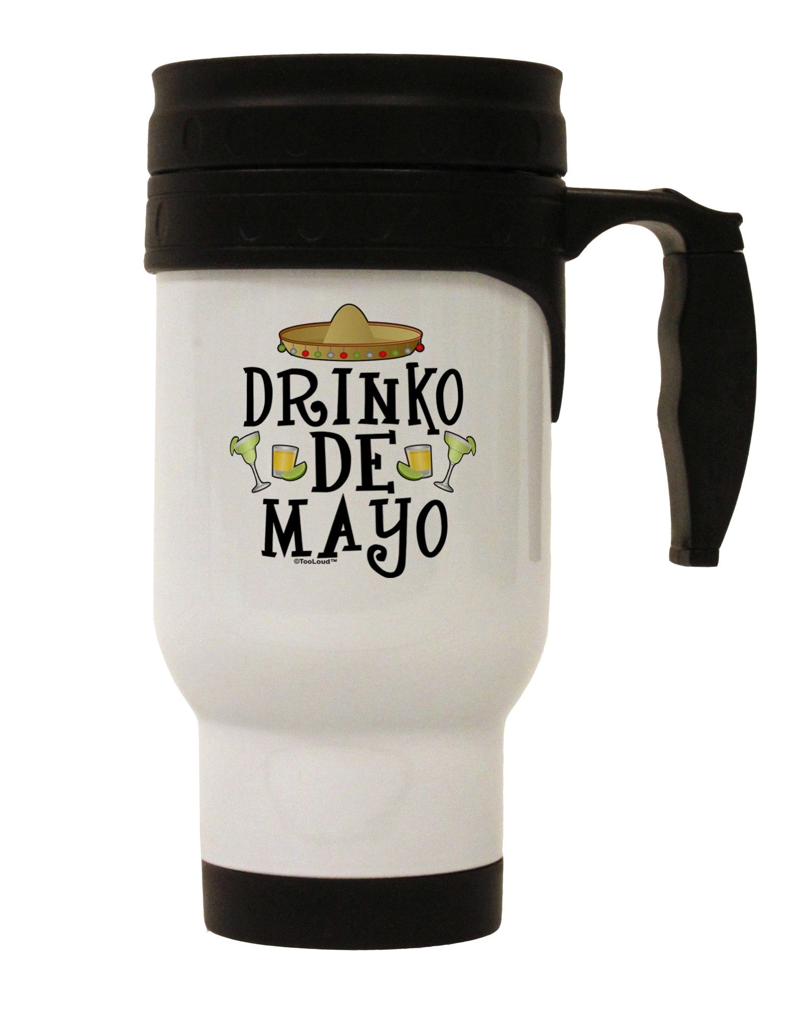 Drinko De Mayo Stainless Steel 14oz Travel Mug-Travel Mugs-TooLoud-White-Davson Sales