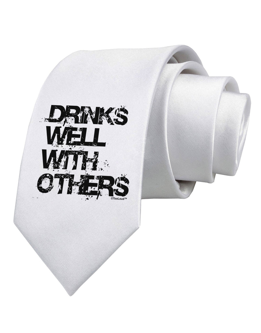 Drinks Well With Others Printed White Necktie by TooLoud