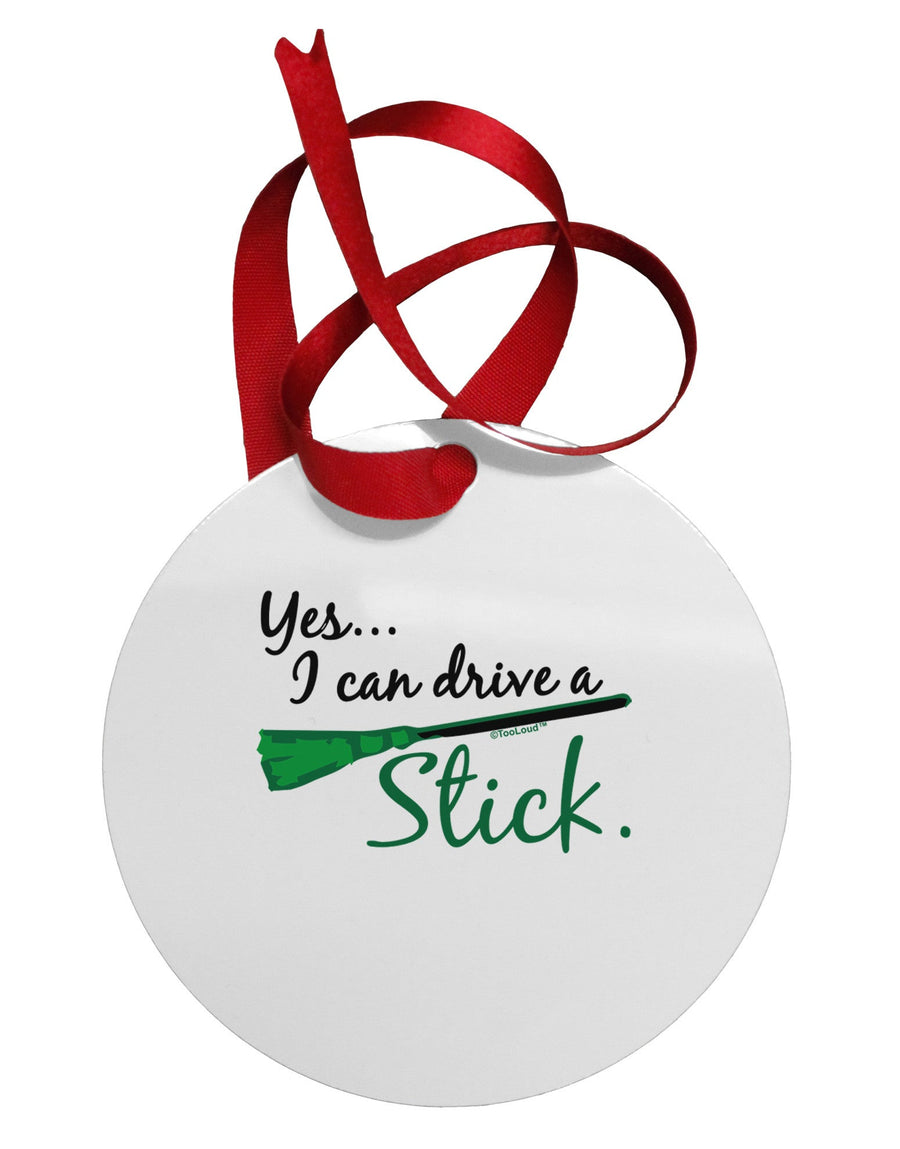 Drive Stick Green Circular Metal Ornament-Ornament-TooLoud-White-Davson Sales