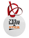 Drive Stick Orange Circular Metal Ornament-Ornament-TooLoud-White-Davson Sales