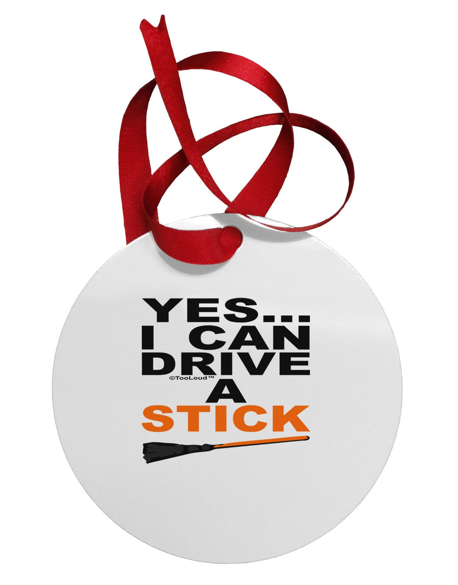 Drive Stick Orange Circular Metal Ornament-Ornament-TooLoud-White-Davson Sales