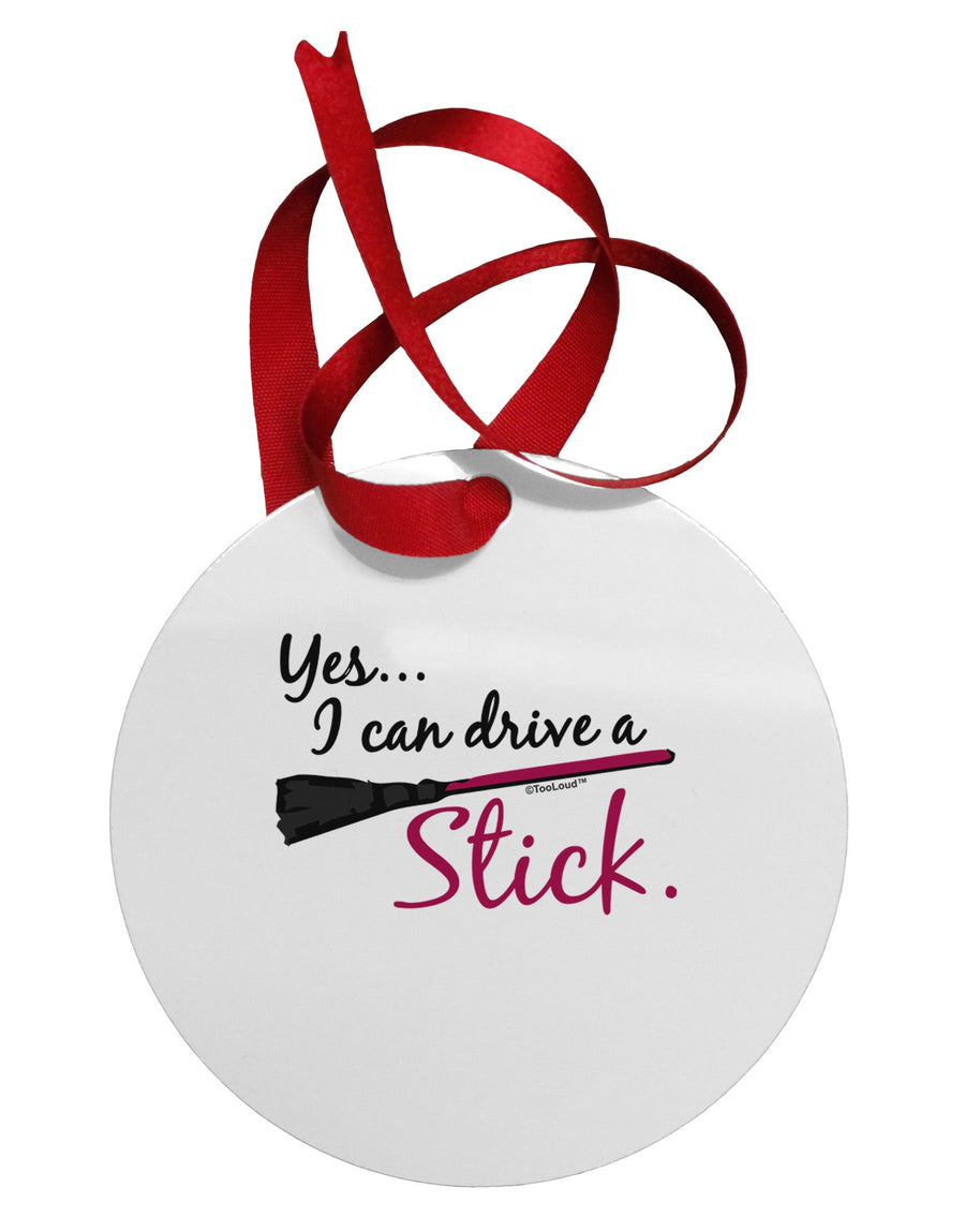 Drive Stick Pink Circular Metal Ornament-Ornament-TooLoud-White-Davson Sales