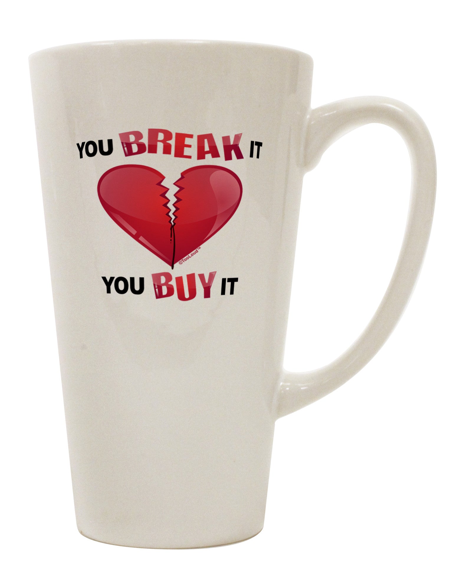 Durable and Elegant Heart 16 Ounce Conical Latte Coffee Mug - TooLoud-Conical Latte Mug-TooLoud-White-Davson Sales