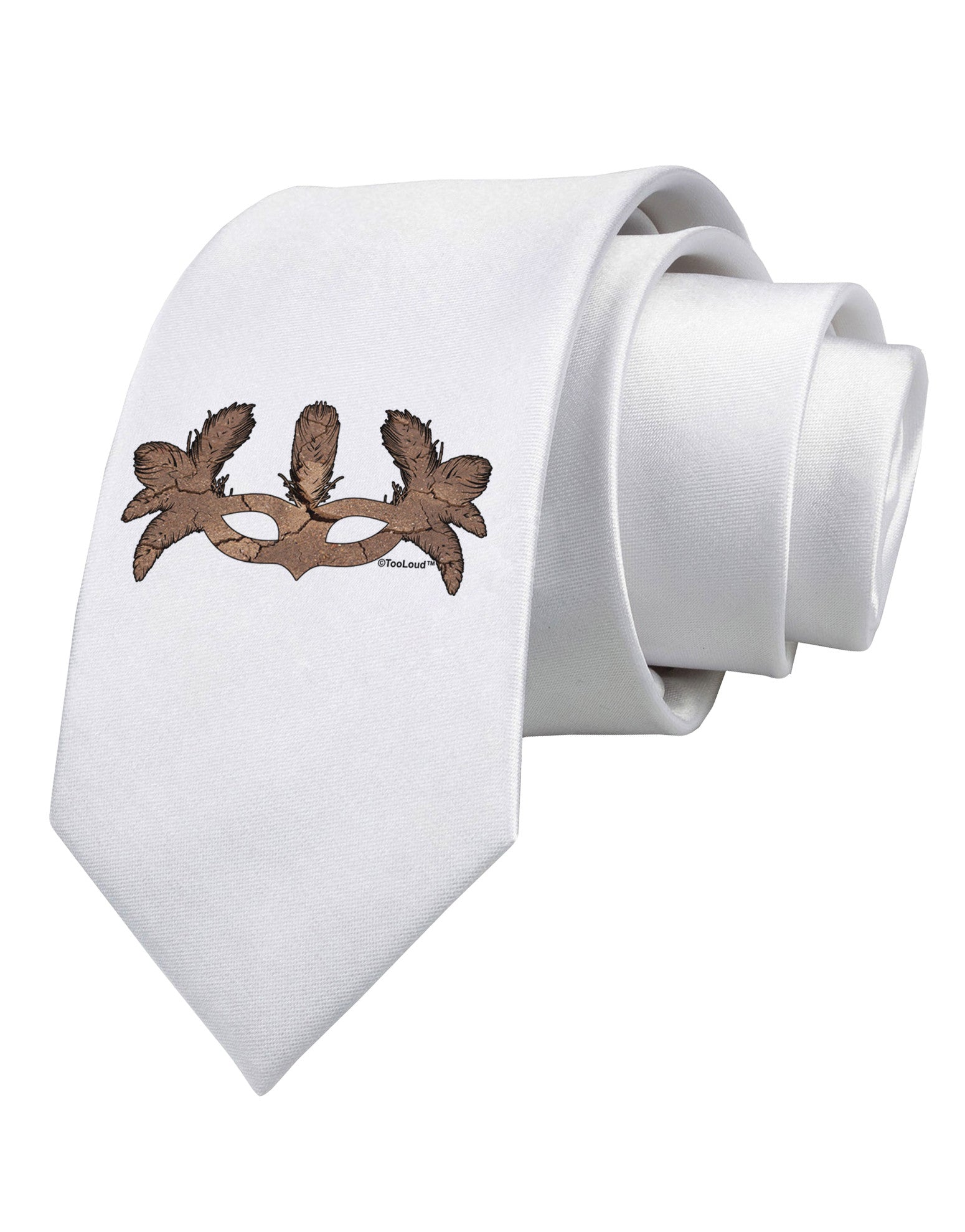 Earth Masquerade Mask Printed White Necktie by TooLoud