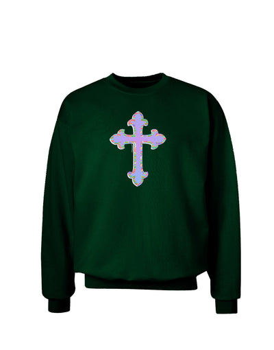 Easter Color Cross Adult Dark Sweatshirt-Sweatshirts-TooLoud-Deep-Forest-Green-Small-Davson Sales