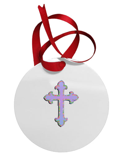 Easter Color Cross Circular Metal Ornament-Ornament-TooLoud-White-Davson Sales