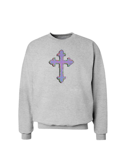 Easter Color Cross Sweatshirt-Sweatshirts-TooLoud-AshGray-Small-Davson Sales