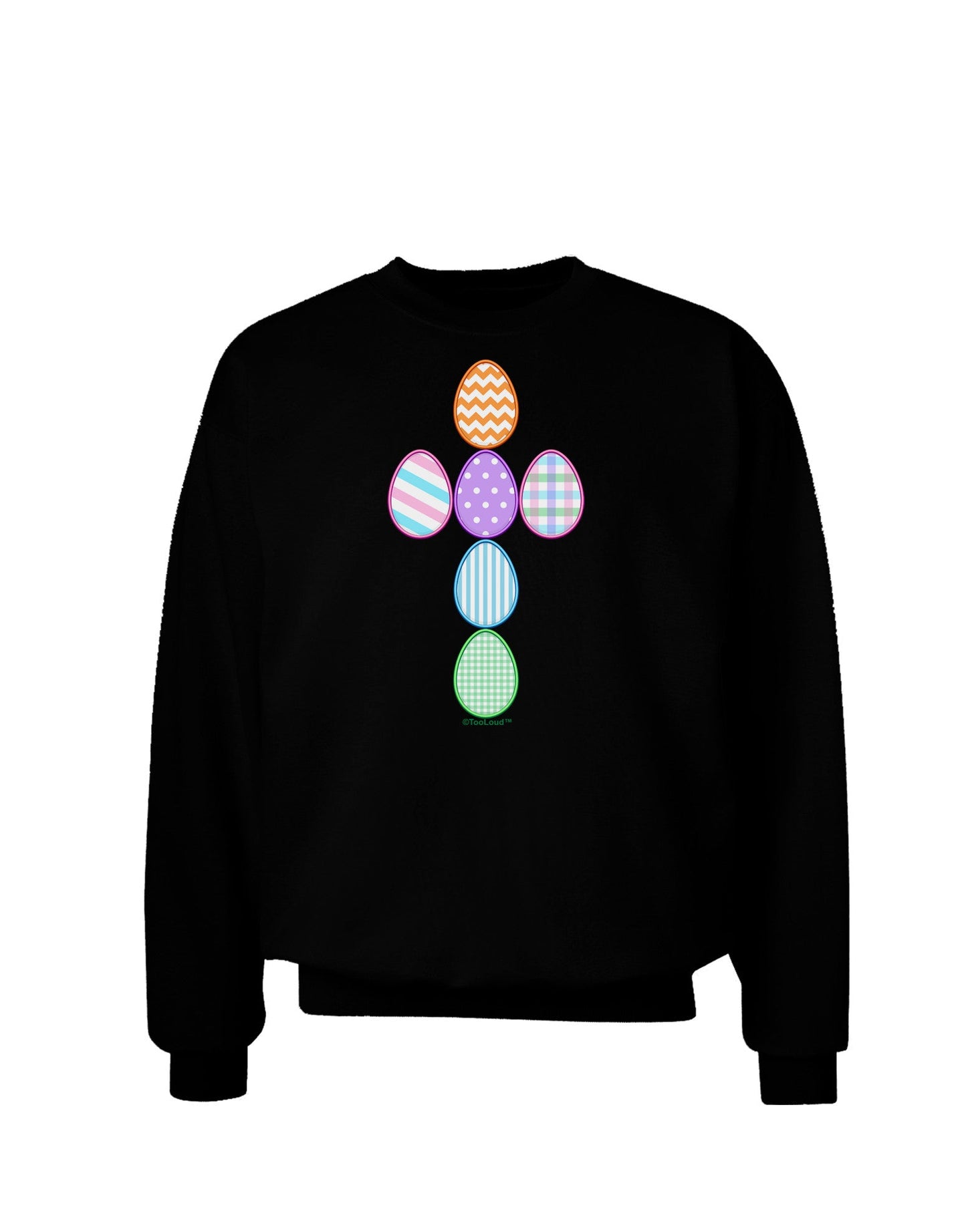 Easter Egg Cross Faux Applique Adult Dark Sweatshirt-Sweatshirts-TooLoud-Black-Small-Davson Sales
