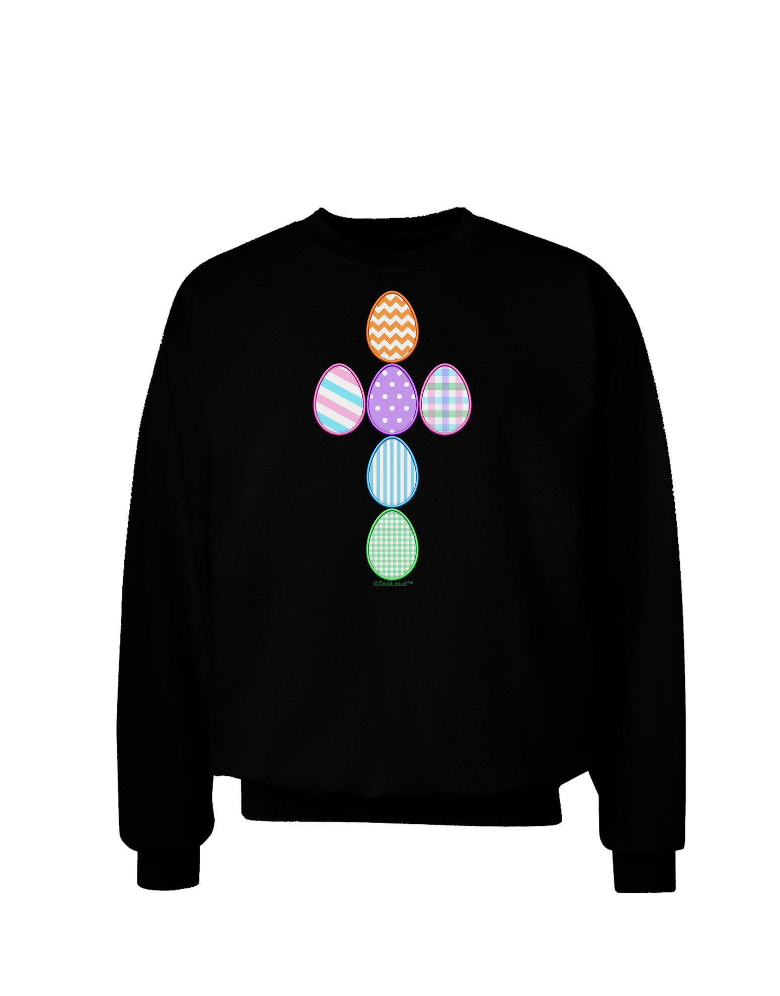 Easter Egg Cross Faux Applique Adult Dark Sweatshirt-Sweatshirts-TooLoud-Black-Small-Davson Sales