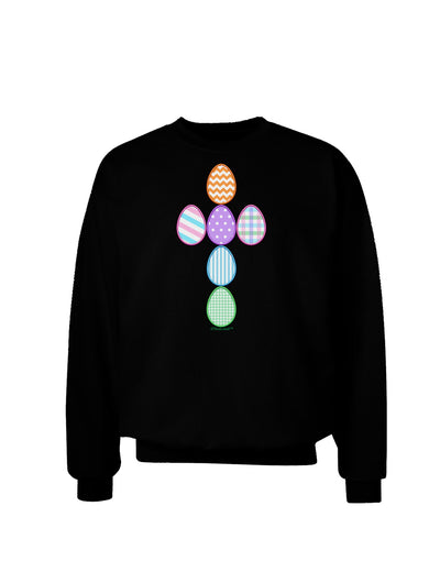 Easter Egg Cross Faux Applique Adult Dark Sweatshirt-Sweatshirts-TooLoud-Black-Small-Davson Sales