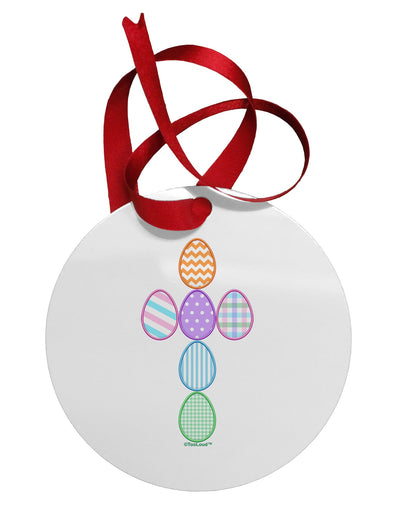 Easter Egg Cross Faux Applique Circular Metal Ornament-Ornament-TooLoud-White-Davson Sales