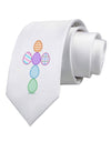 Easter Egg Cross Faux Applique Printed White Necktie