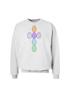 Easter Egg Cross Faux Applique Sweatshirt-Sweatshirts-TooLoud-White-Small-Davson Sales