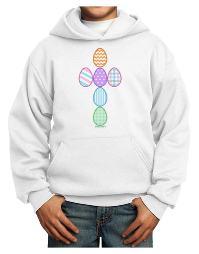 Easter Egg Cross Faux Applique Youth Hoodie Pullover Sweatshirt-Youth Hoodie-TooLoud-White-XS-Davson Sales