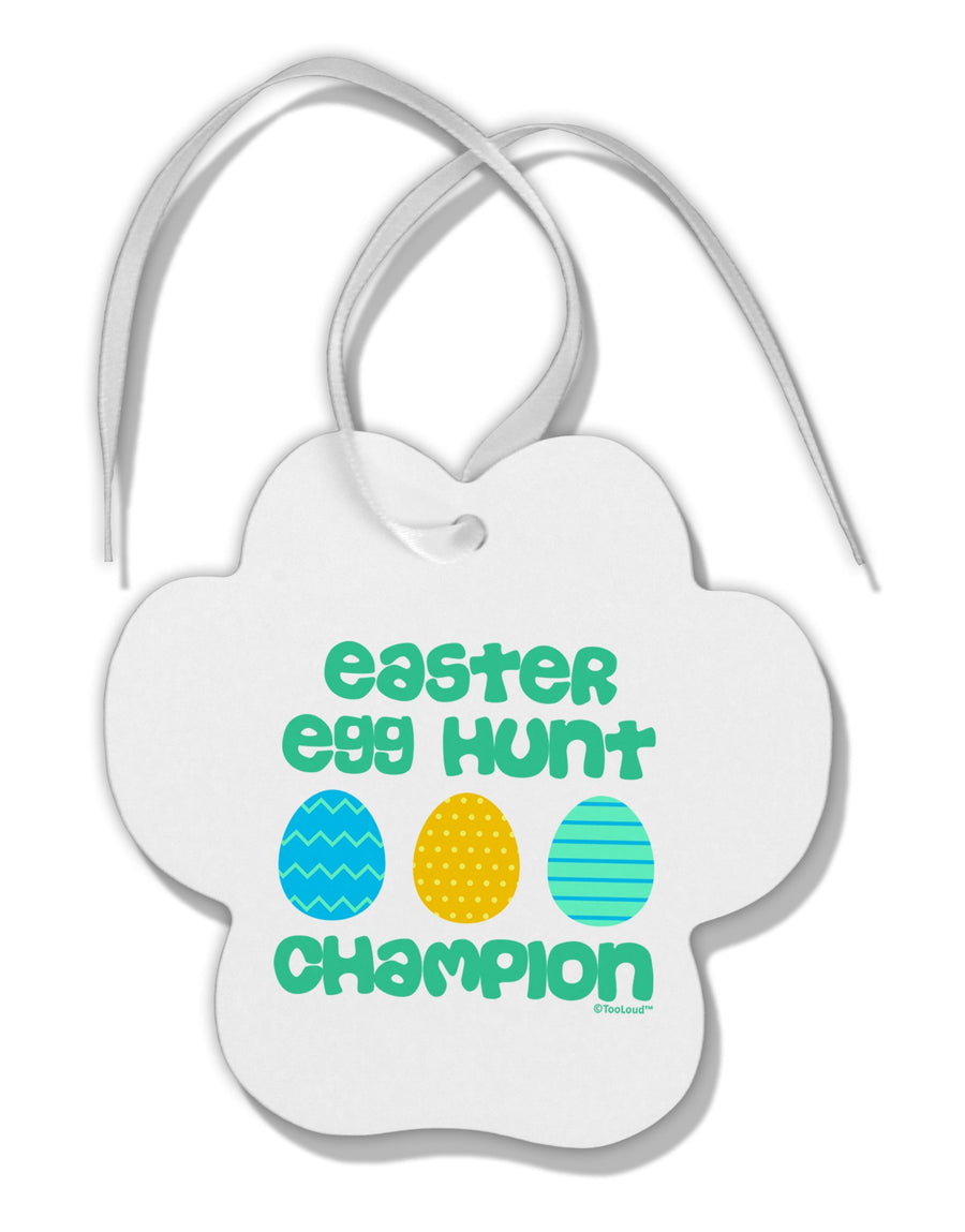 Easter Egg Hunt Champion - Blue and Green Paw Print Shaped Ornament by TooLoud-Ornament-TooLoud-White-Davson Sales