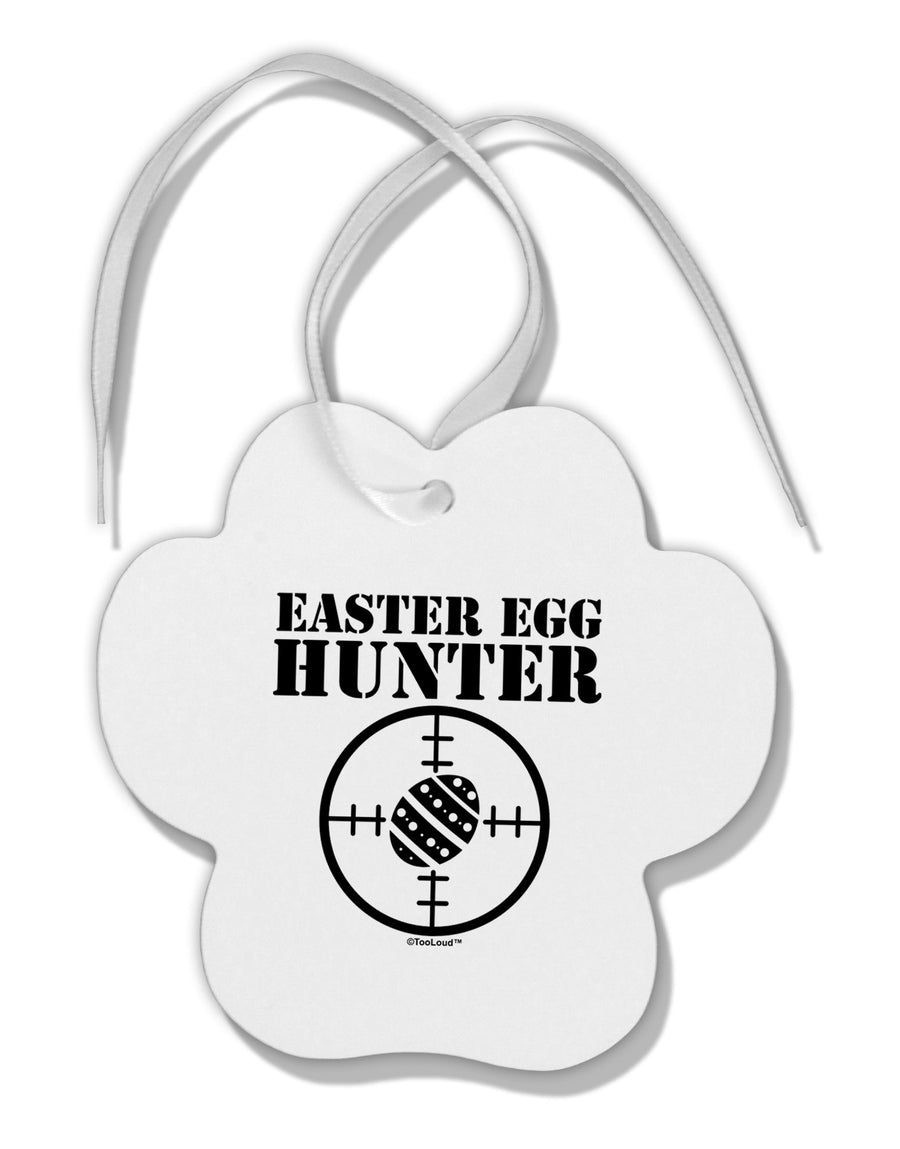 Easter Egg Hunter Black and White Paw Print Shaped Ornament by TooLoud-Ornament-TooLoud-White-Davson Sales