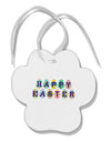 Easter Eggs Happy Easter Paw Print Shaped Ornament-Ornament-TooLoud-White-Davson Sales