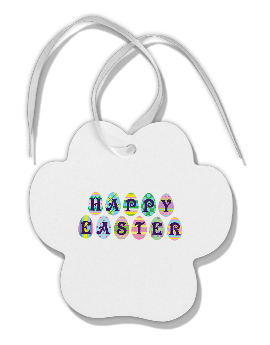 Easter Eggs Happy Easter Paw Print Shaped Ornament-Ornament-TooLoud-White-Davson Sales