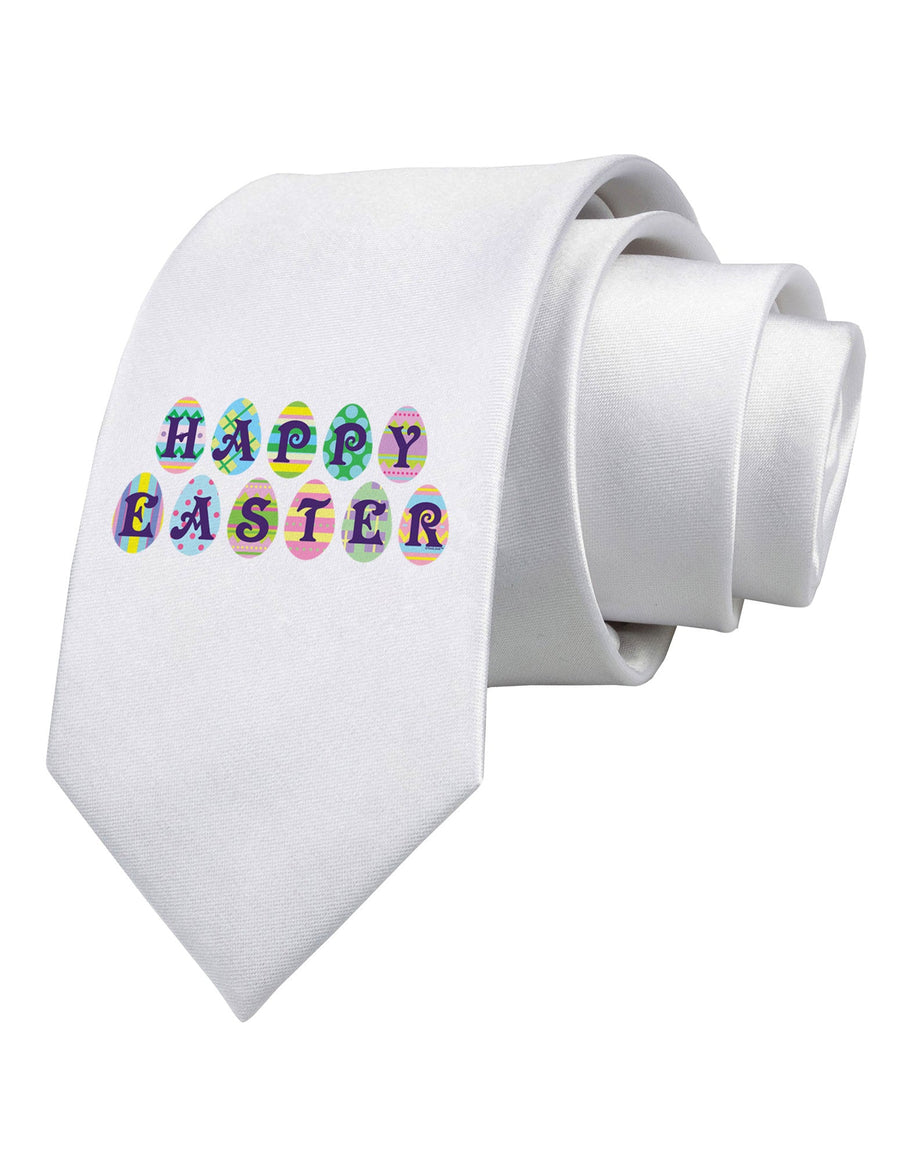 Easter Eggs Happy Easter Printed White Necktie