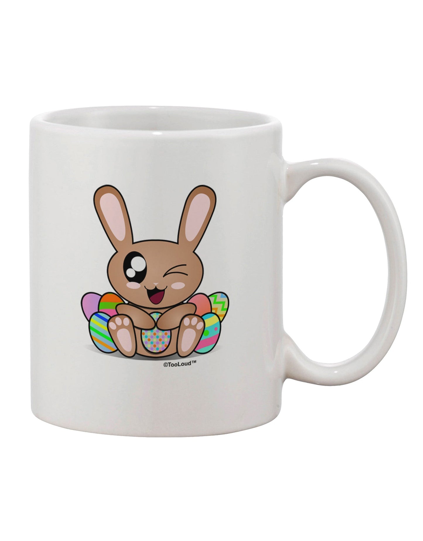 Easter-Themed 11 oz Coffee Mug with Adorable Bunny and Eggs Design - TooLoud-11 OZ Coffee Mug-TooLoud-White-Davson Sales