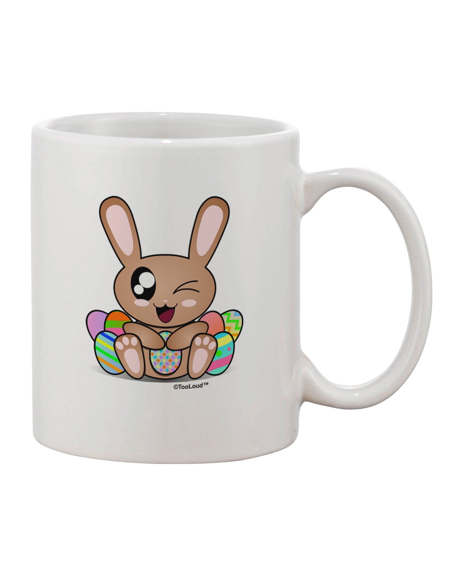 Easter-Themed 11 oz Coffee Mug with Adorable Bunny and Eggs Design - TooLoud-11 OZ Coffee Mug-TooLoud-White-Davson Sales